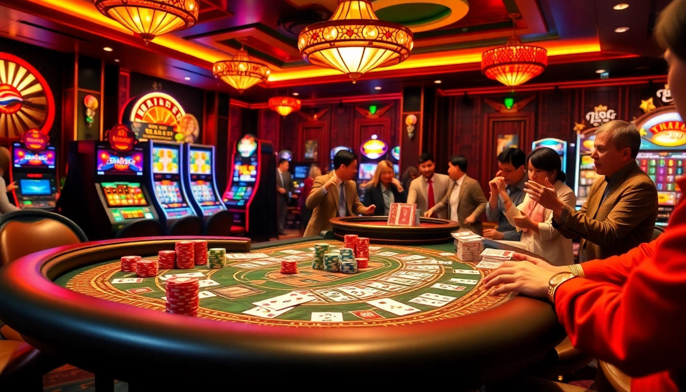 Engage with the thrilling world of 68 game bài, featuring poker chips and cards on a luxurious casino table.
