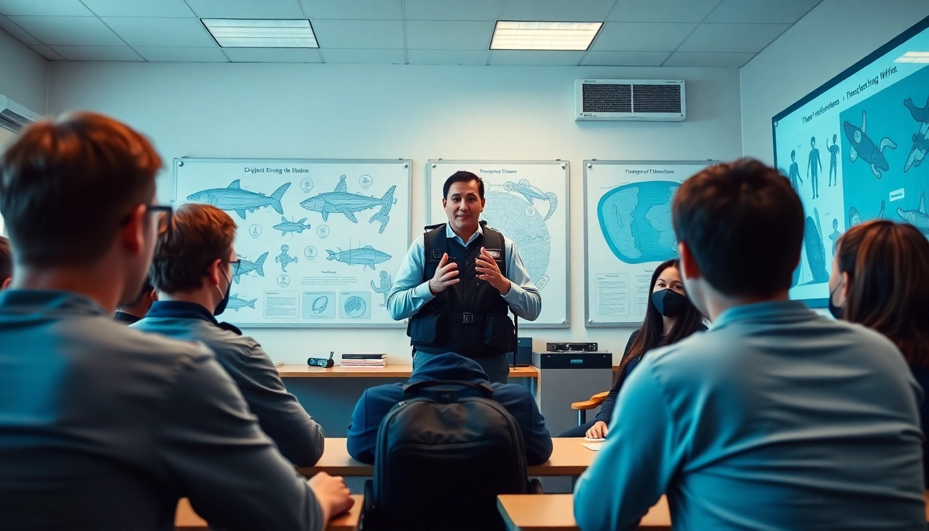 Lehrer erklärt SSI Theorie Kurse in einem modernen Klassenzimmer mit Interaktion.