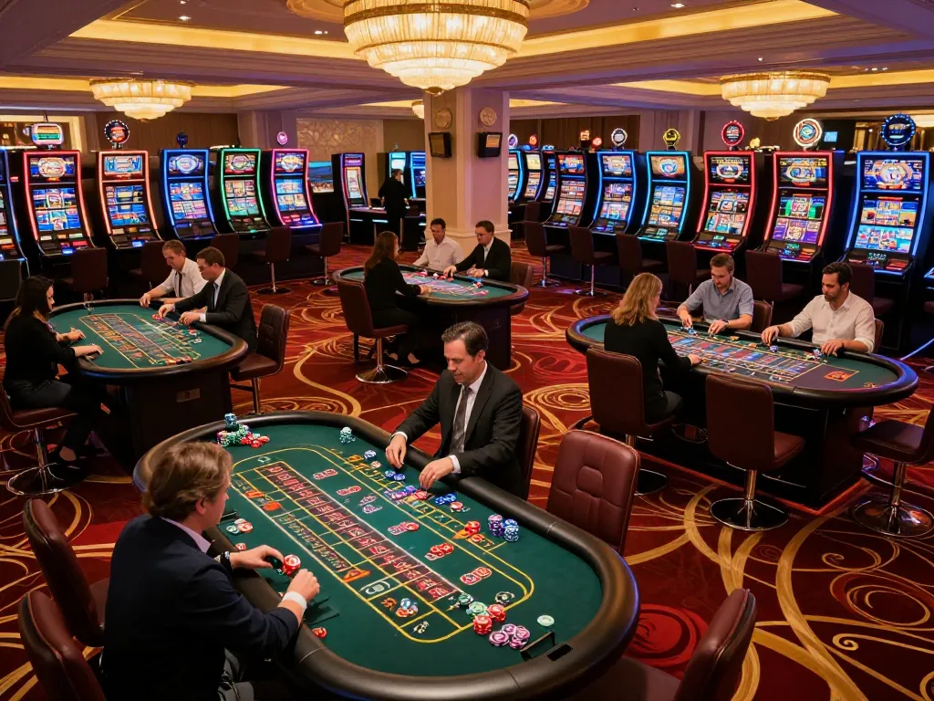 Experience casino non aams legali with players engaging at roulette tables on a busy casino floor