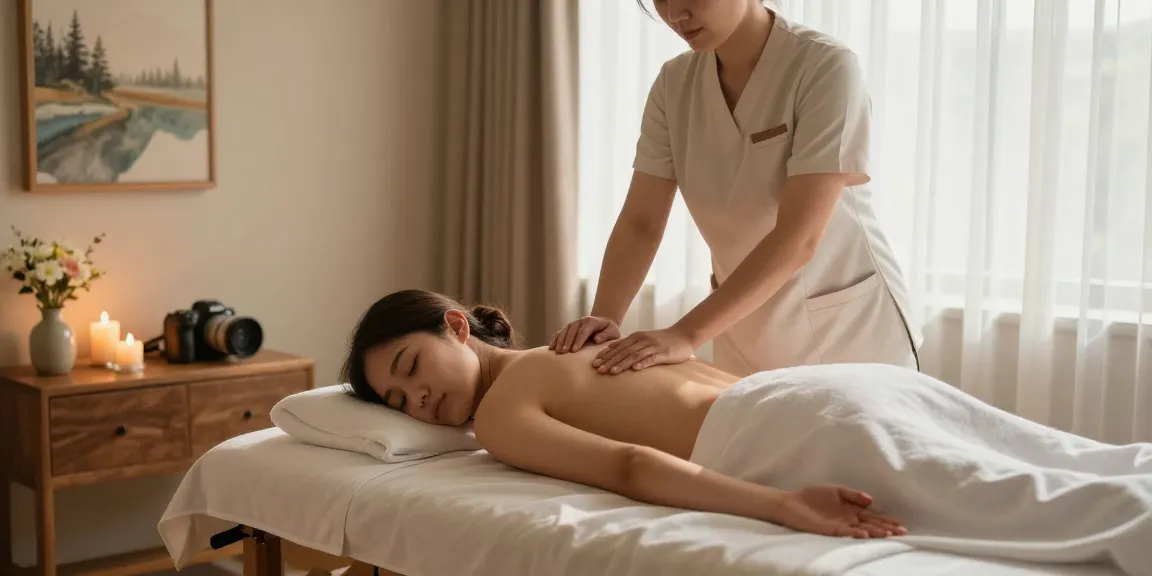 Experience rejuvenating Swedish 마사지 in a serene spa environment with soft lighting and calming decor.