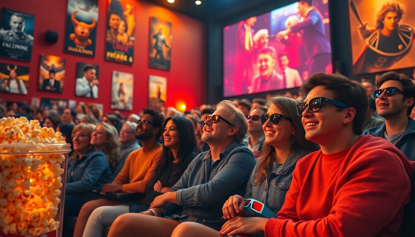 ดูหนังฟรี ในโรงภาพยนตร์ที่เต็มไปด้วยผู้คนที่มีความเพลิดเพลิน
