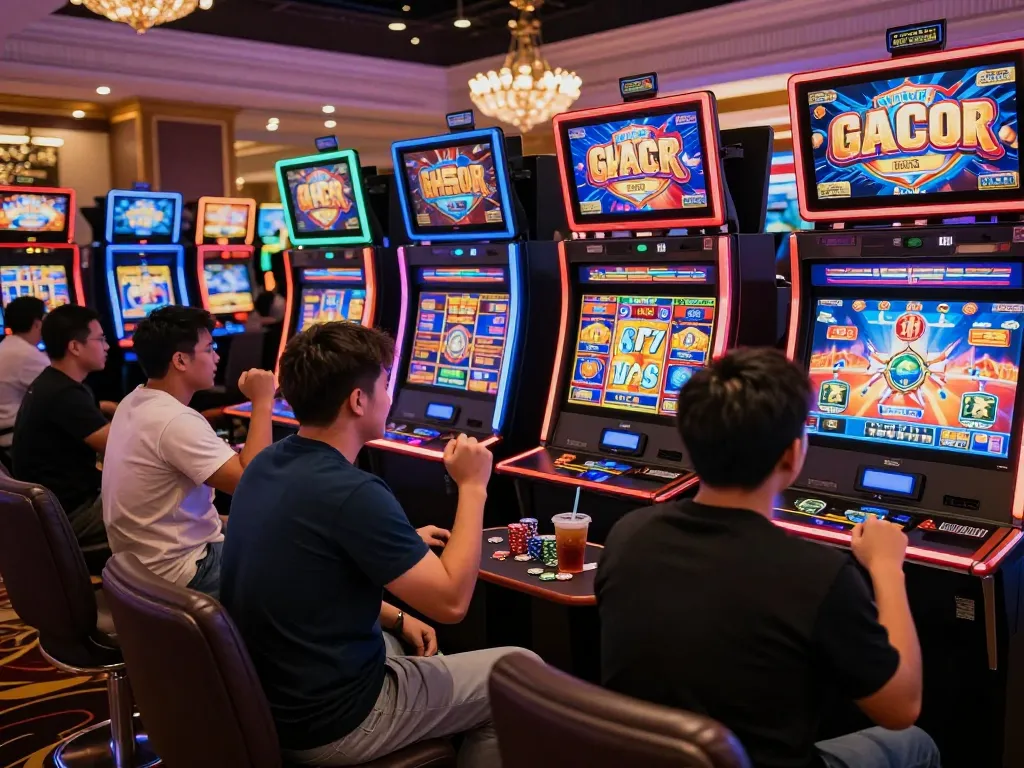 Pemain situs slot gacor menikmati pengalaman bermain yang mendebarkan di kasino yang meriah.