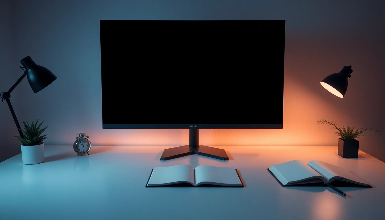 Experience a full black screen designed for focus and minimalism in a sleek workspace.