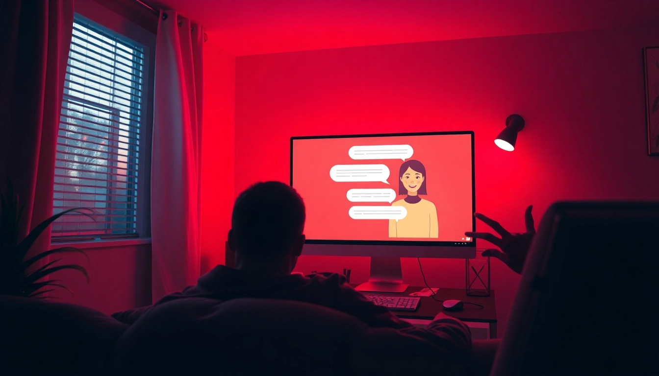 Engaging sex chat ai experience in an intimate chat room setting.