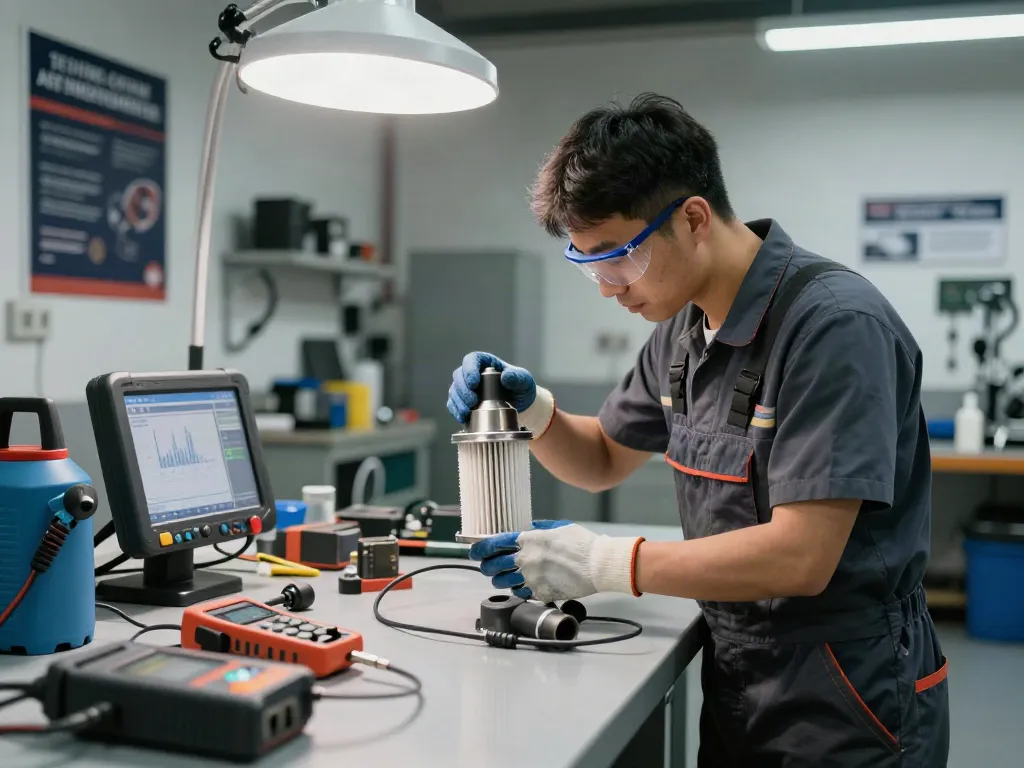 DPF Reinigung Hannover durch Fachtechniker in professioneller Werkstatt.