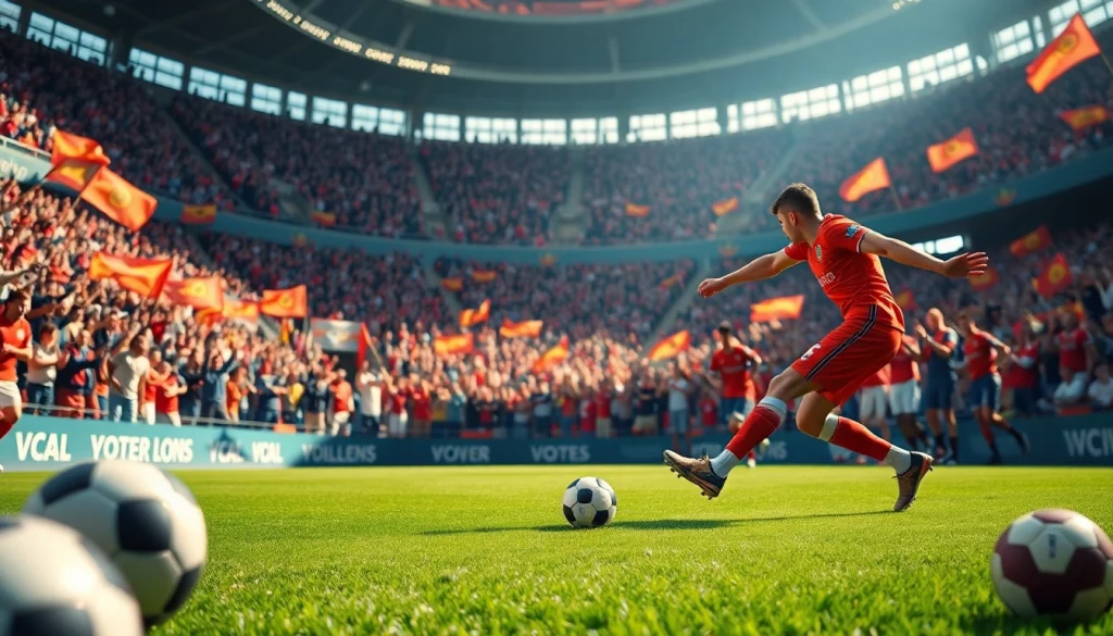 축구중계 실시간 방송 장면에서 응원하는 팬들이 가득한 경기장