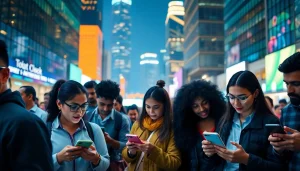 Explore vibrant action of online sportsbooks India with people engaged in mobile betting.