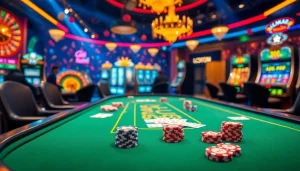 Experience excitement at LC88.com with a lively poker game featuring vibrant chips and cards.