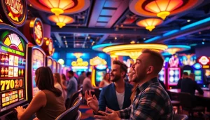 Exciting online casino Canada gaming scene with players enjoying various games in a lively atmosphere.