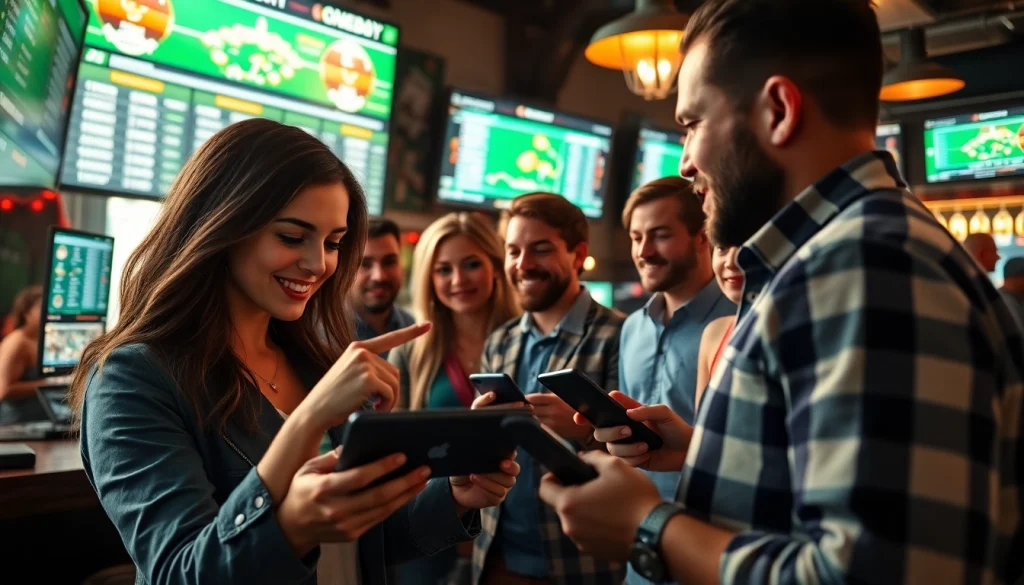 Analyzing online sportsbooks California betting odds in a lively bar atmosphere.