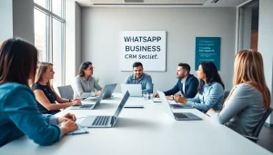 Streamline customer interactions with WhatsApp Business CRM in a modern office.