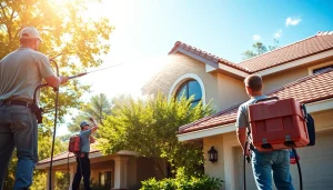 Roof cleaning by professionals in Kissimmee, showcasing expert soft washing techniques for vibrant home exteriors.