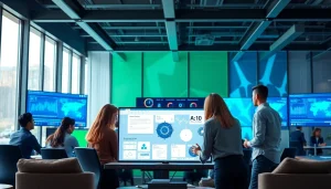 AI automation agency in UK team collaborating on innovative projects in a modern office setting.