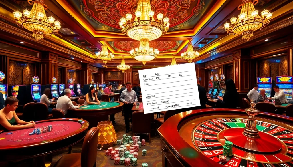 Gamblers enjoying a vibrant casino scene at https://good88k.blog with colorful poker chips and opulent decor.