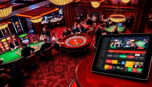 Experience thrilling gambling at https://xx88.nl/ with an engaging casino scene featuring roulette and poker.