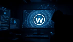 The hidden wiki digital interface represents dark web links, showcasing curiosity and caution.