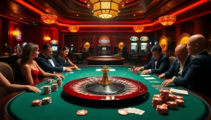 Experience luxury gaming at go8.com with vibrant casino tables and poker chips.