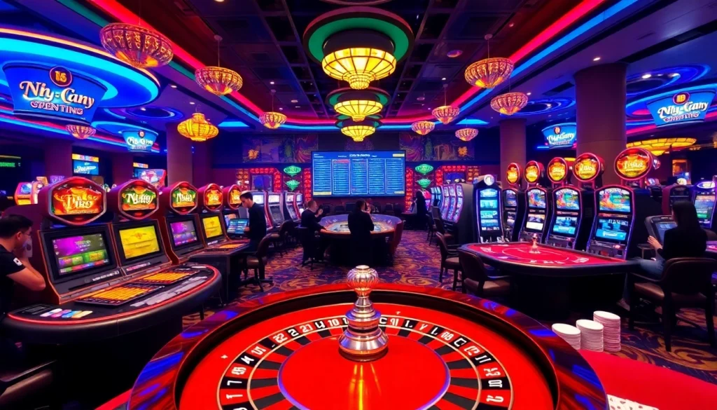 Experience the excitement of Nhà Cái TT88 casino with vibrant gaming tables and colorful slots.