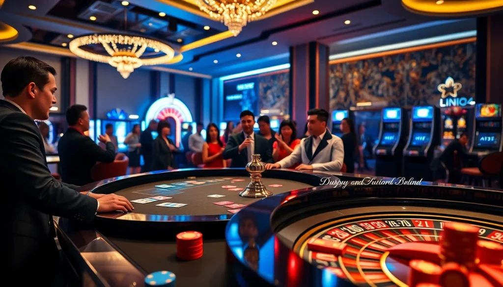 Gamblers celebrating their wins at an MK8 casino table adorned with vibrant chips and cards.