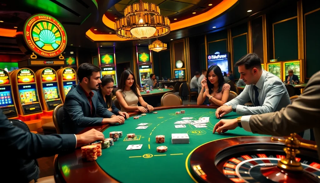 Experience thrilling casino action at https://i5bet.it.com/ with a poker table showcasing vibrant chips and professional dealers.