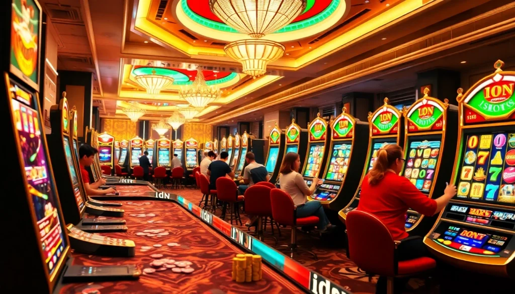 Exciting gameplay at idn slot machines in a luxurious casino setting.