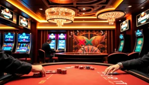 Experience the thrill of gambling at xin88hv.club with luxurious casino tables and vibrant slot machines.
